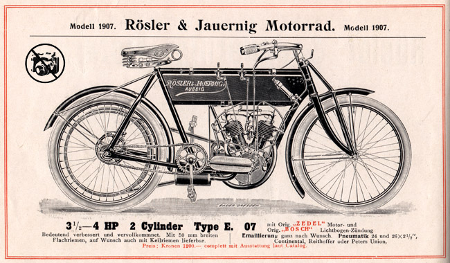 Katalog z roku 1907, Rsler Jauernig, motocycles Rsler Jauernig,Oldtimer Fotos, Oldtimerfoto, motor